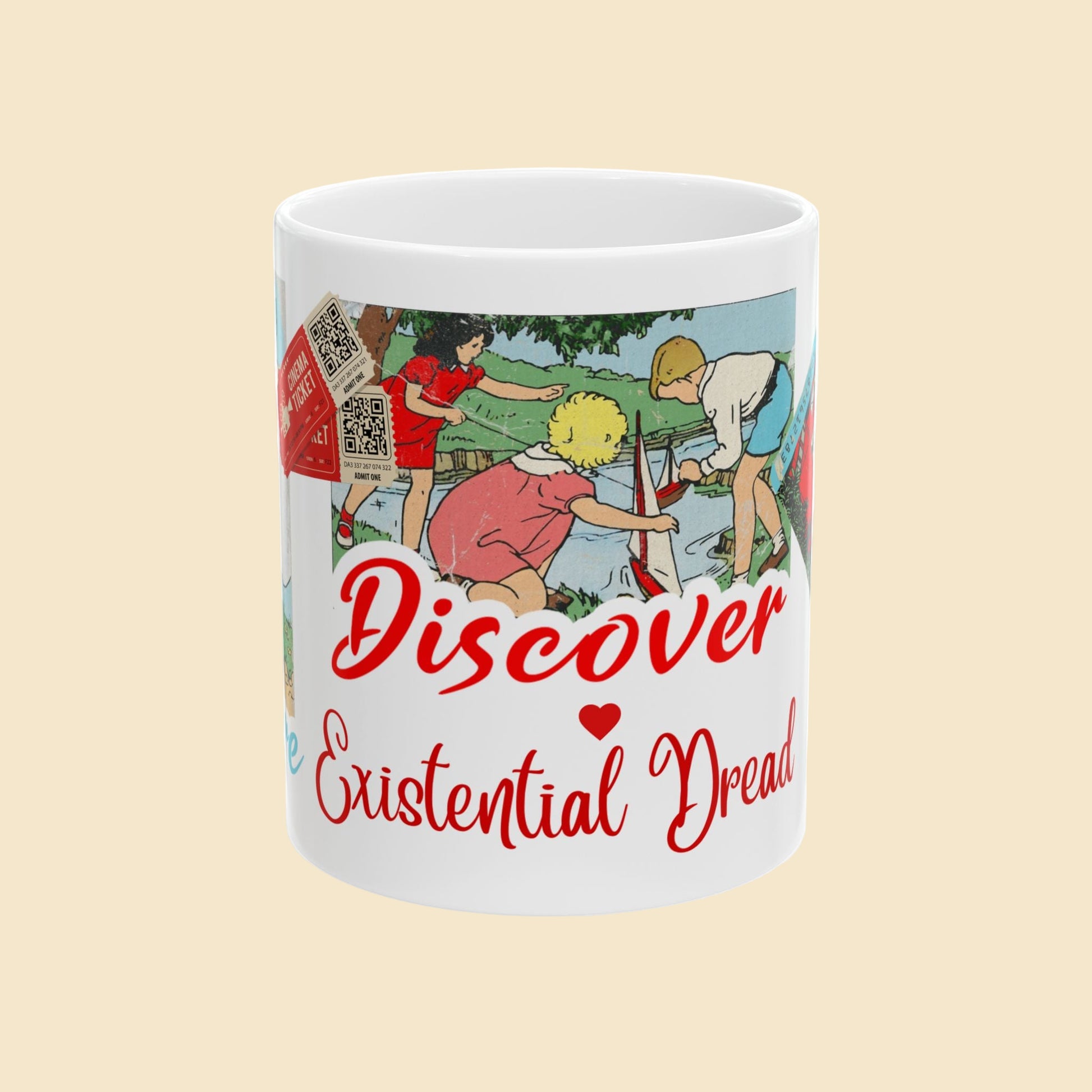 Whimsical Ceramic Mug: Discover Existential Dread, Funny Gift for Coffee Lovers