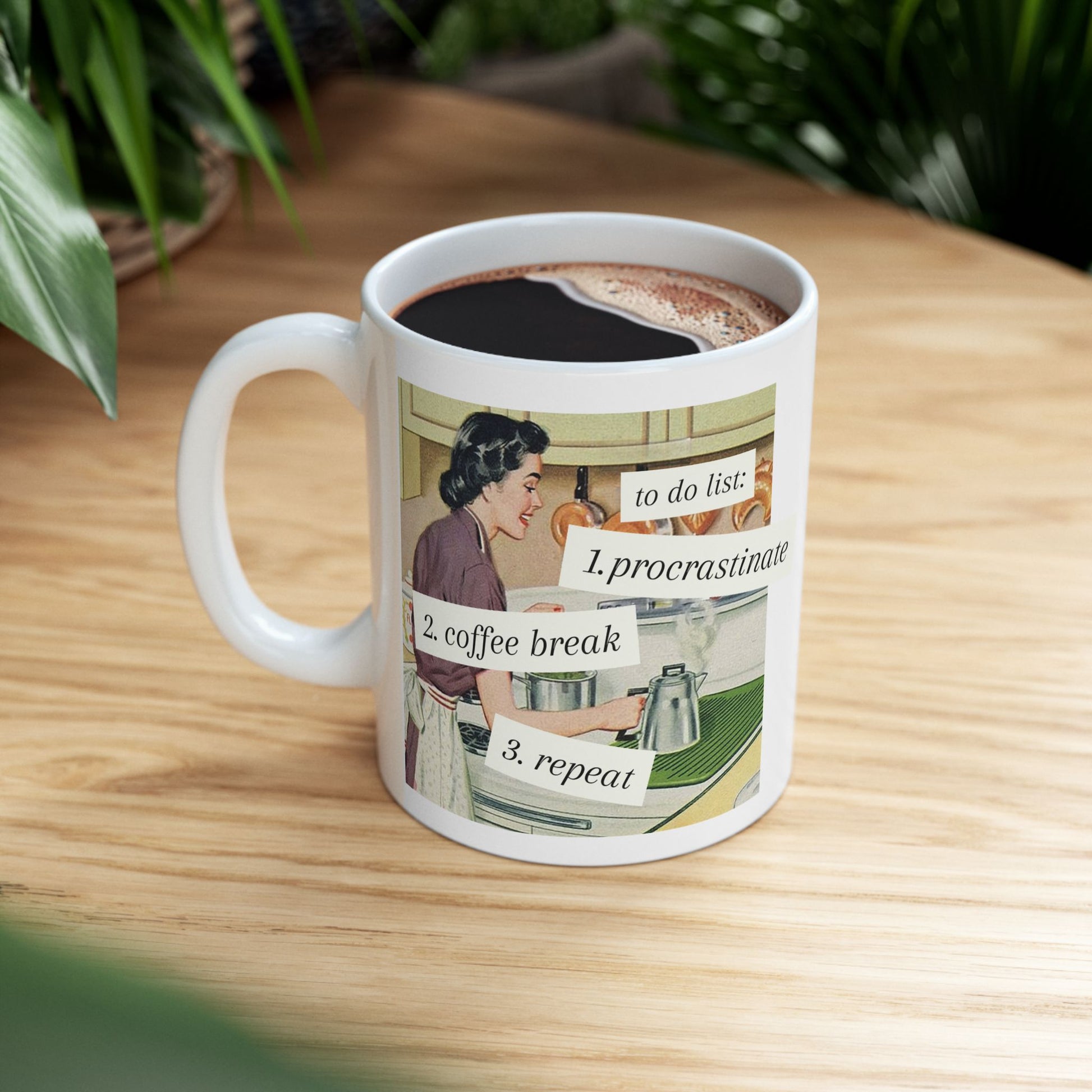 Procrastination Retro Ceramic Mug - Funny Coffee Cup for Home