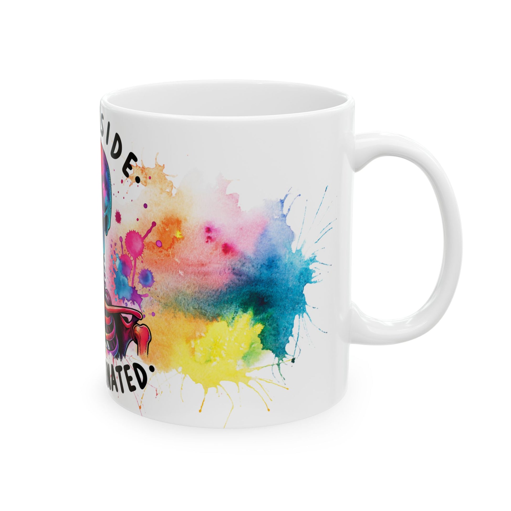Colorful Skull Mug with Dark Quote: Dead Inside, Perfect for Coffee Lovers