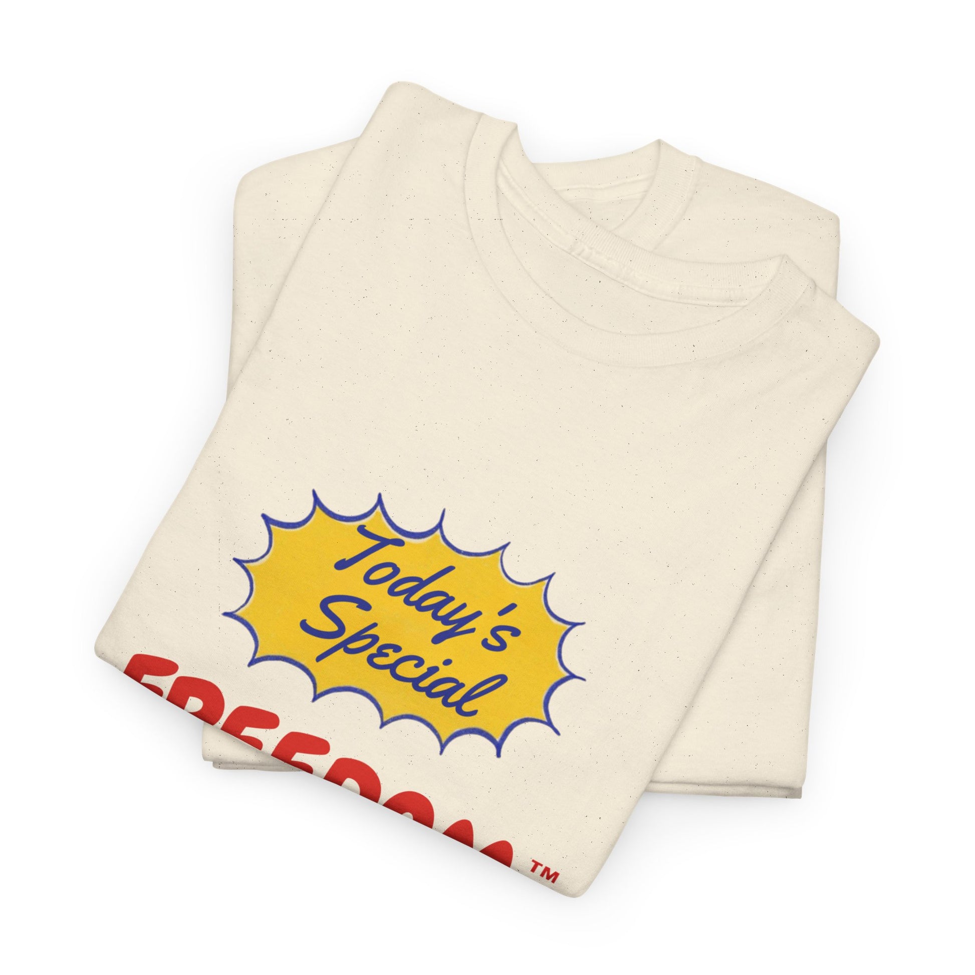 Satire Freedom Retro Tee - Unisex Heavy Cotton Vintage Ad Shirt