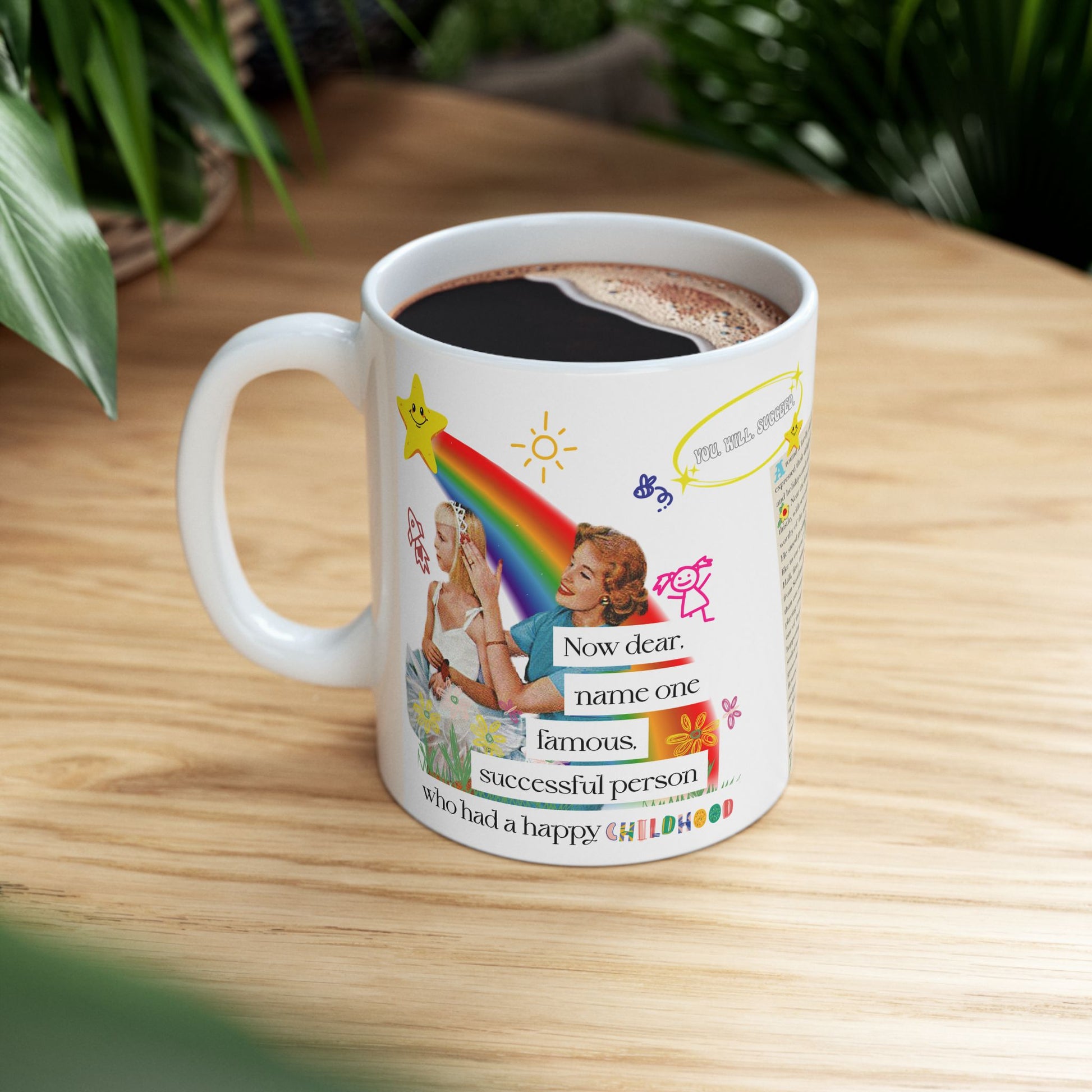 Whimsical Ceramic Mug, Childhood Humor Retro Drinkware