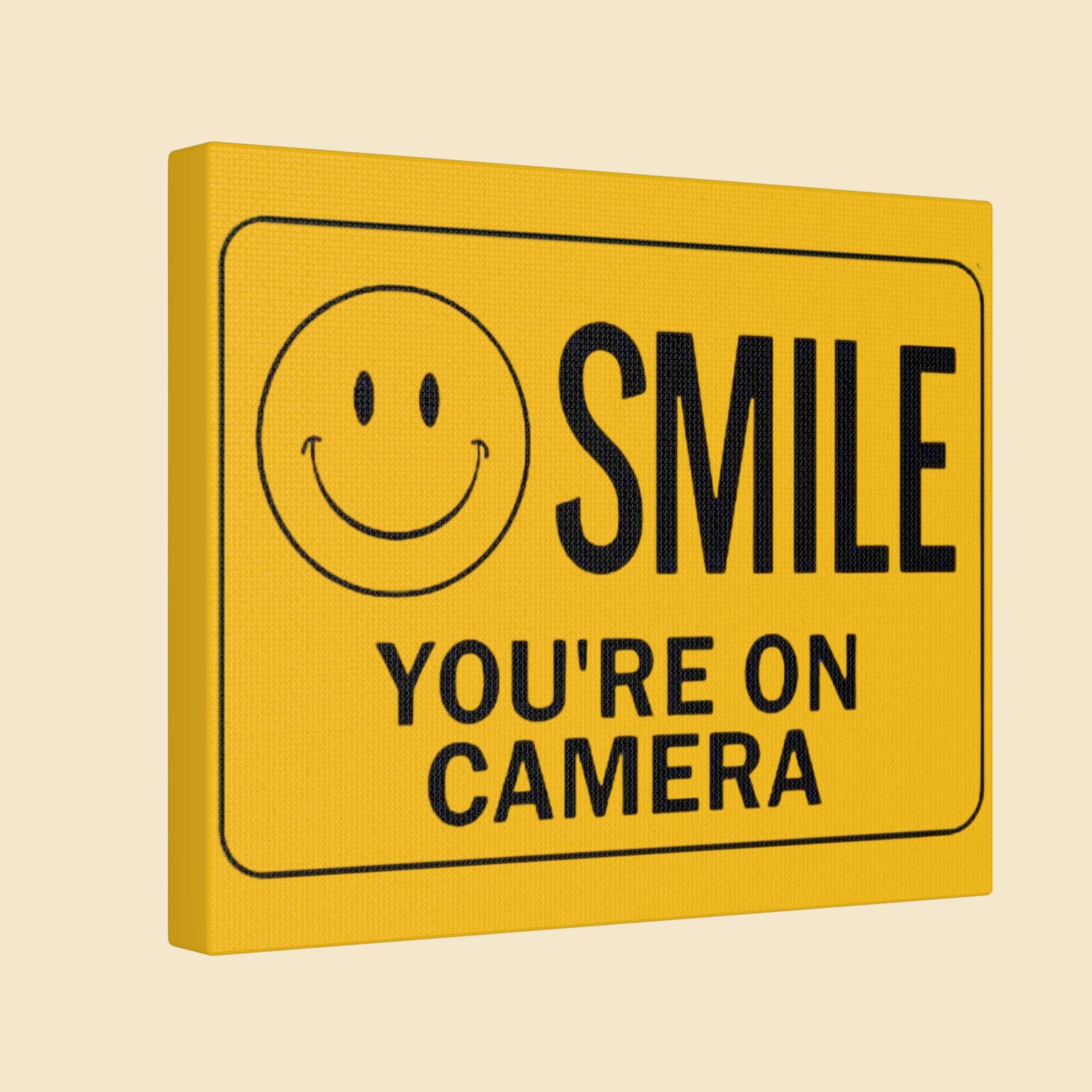 Smile You're on Camera Canvas Wall Art, Humorous Retro Decor for Home or Office