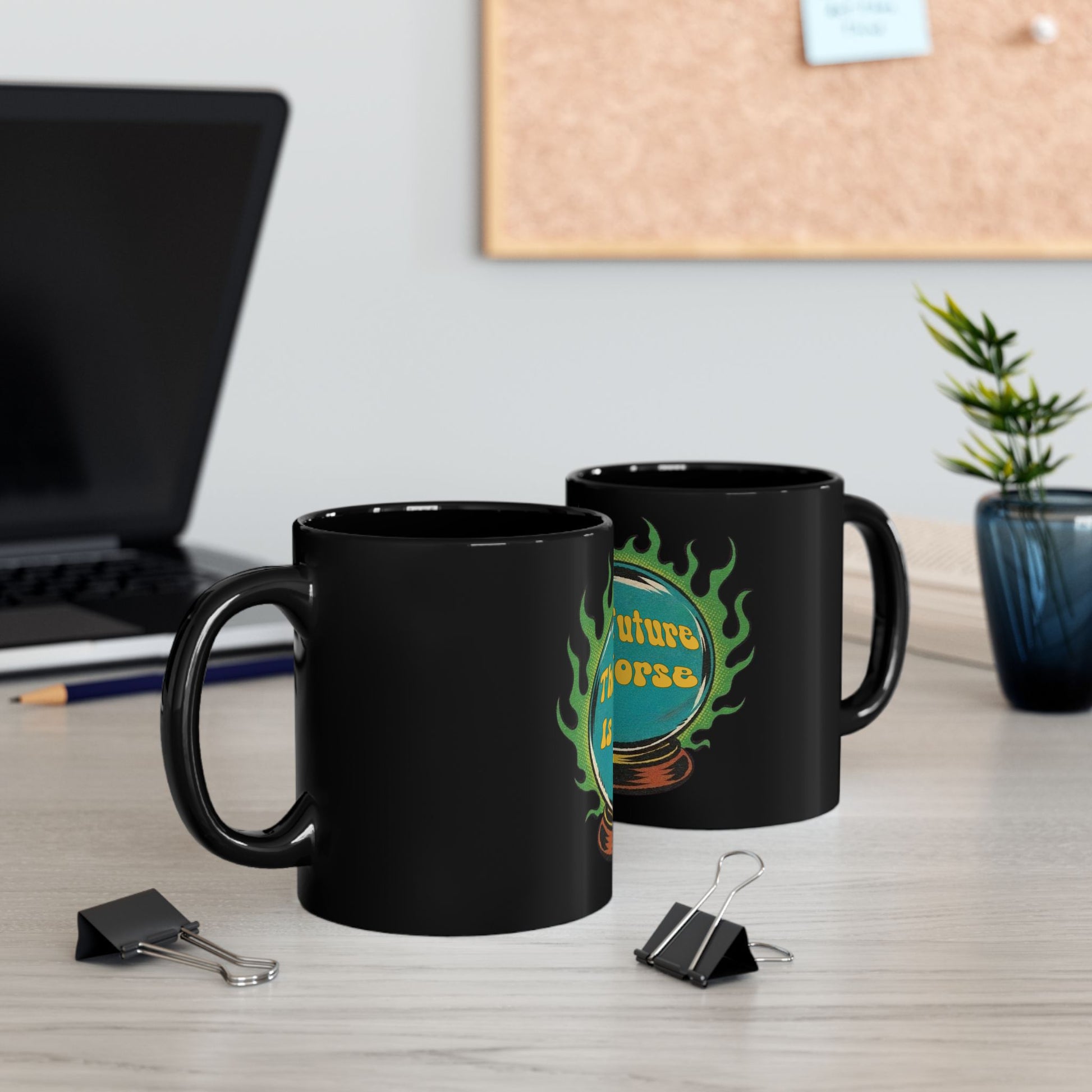 Crystal Ball Mug, Dystopian Dark Satire Retro Coffee Cup