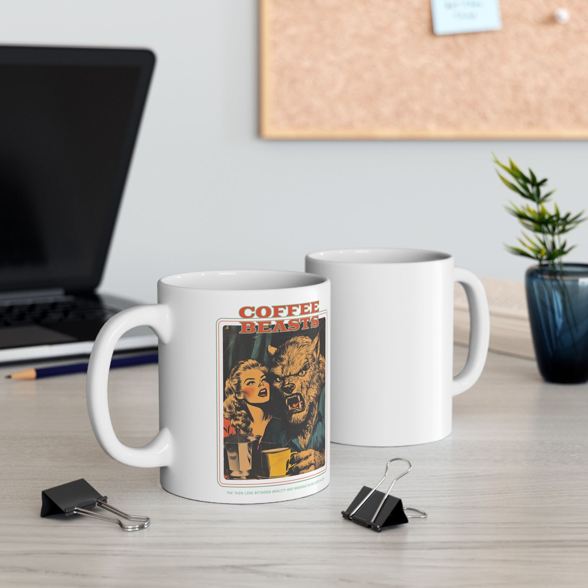 Vintage Illustration Ceramic Mug | Coffee Beast Retro Coffee Cup