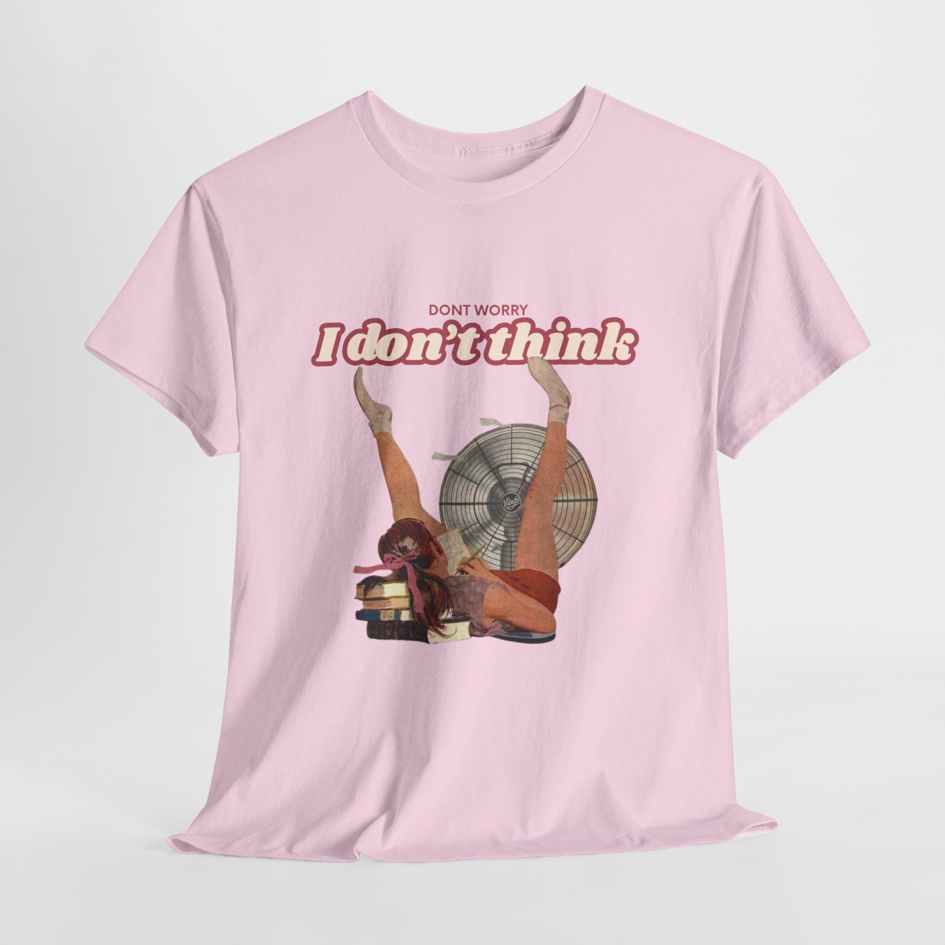 Satirical Feminist, Ironic Retro Tee, "Don't Worry I Don't Think"
