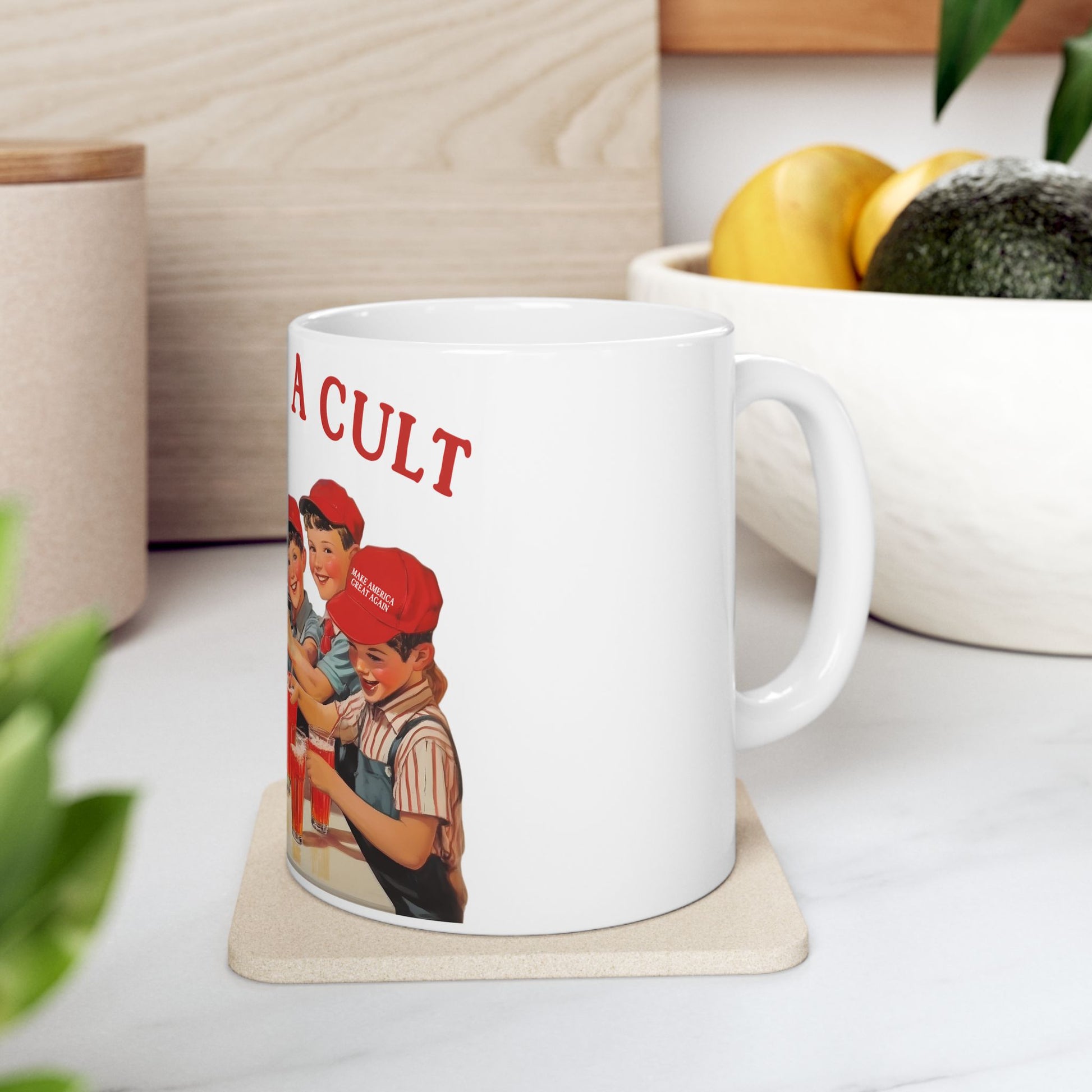 Political Humor Coffee Mug- Vintage-Inspired Ceramic Mug - 'You're In A Cult'