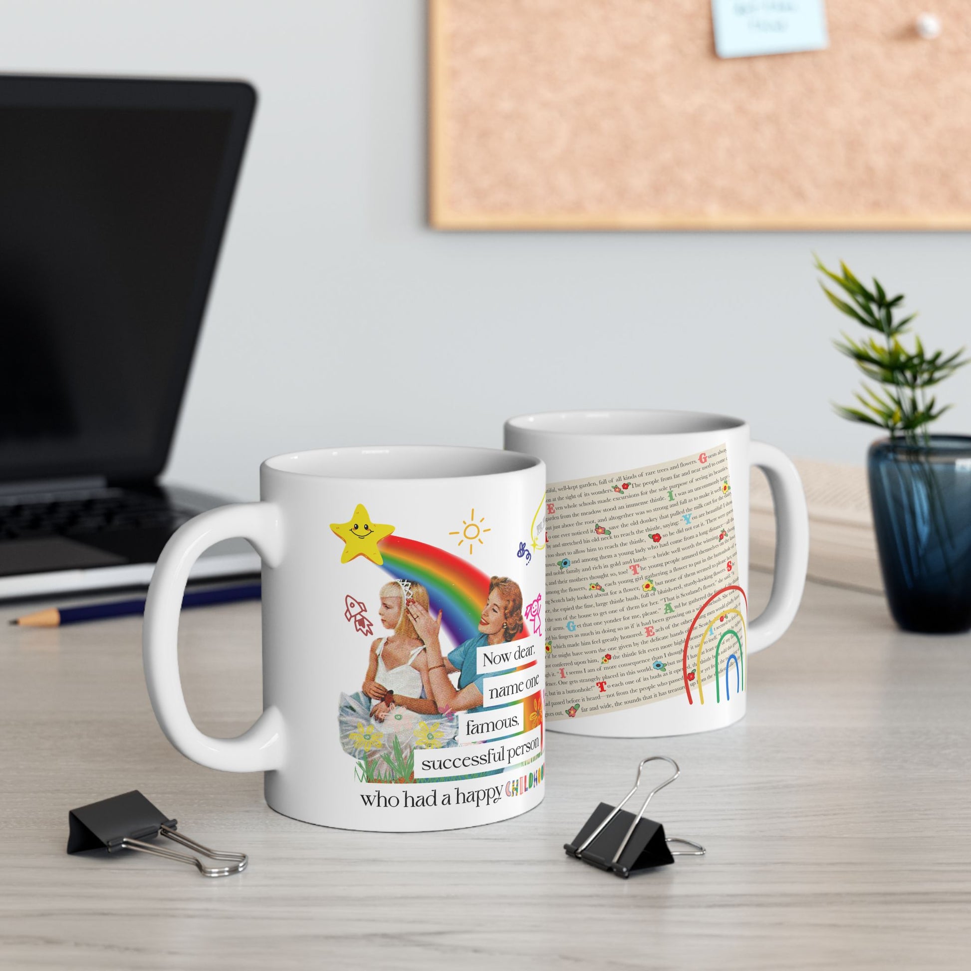 Whimsical Ceramic Mug, Childhood Humor Retro Drinkware