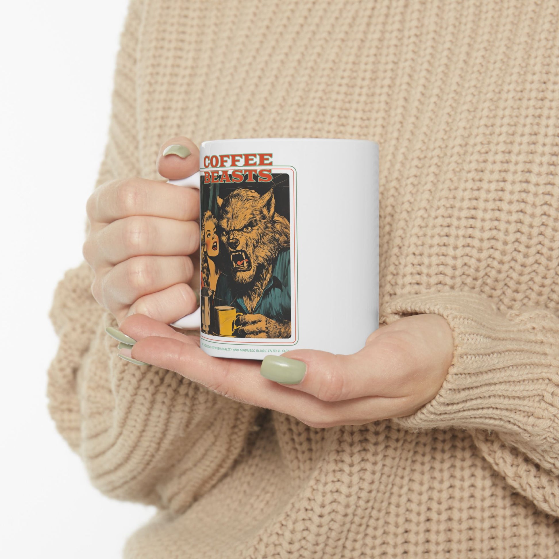 Vintage Illustration Ceramic Mug | Coffee Beast Retro Coffee Cup