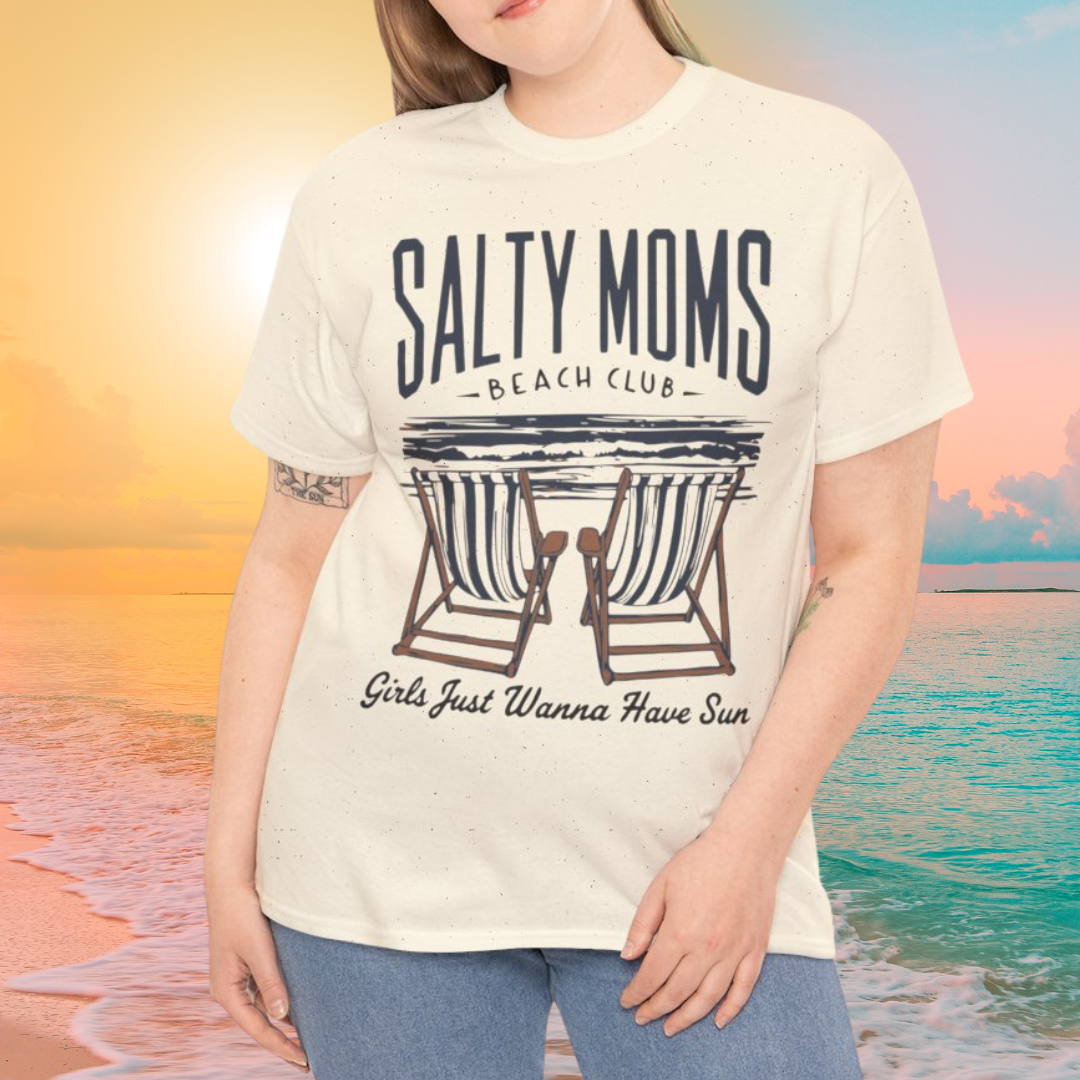Salty Moms Beach Club Tee | Summer Vibe Retro Unisex Cotton Shirt