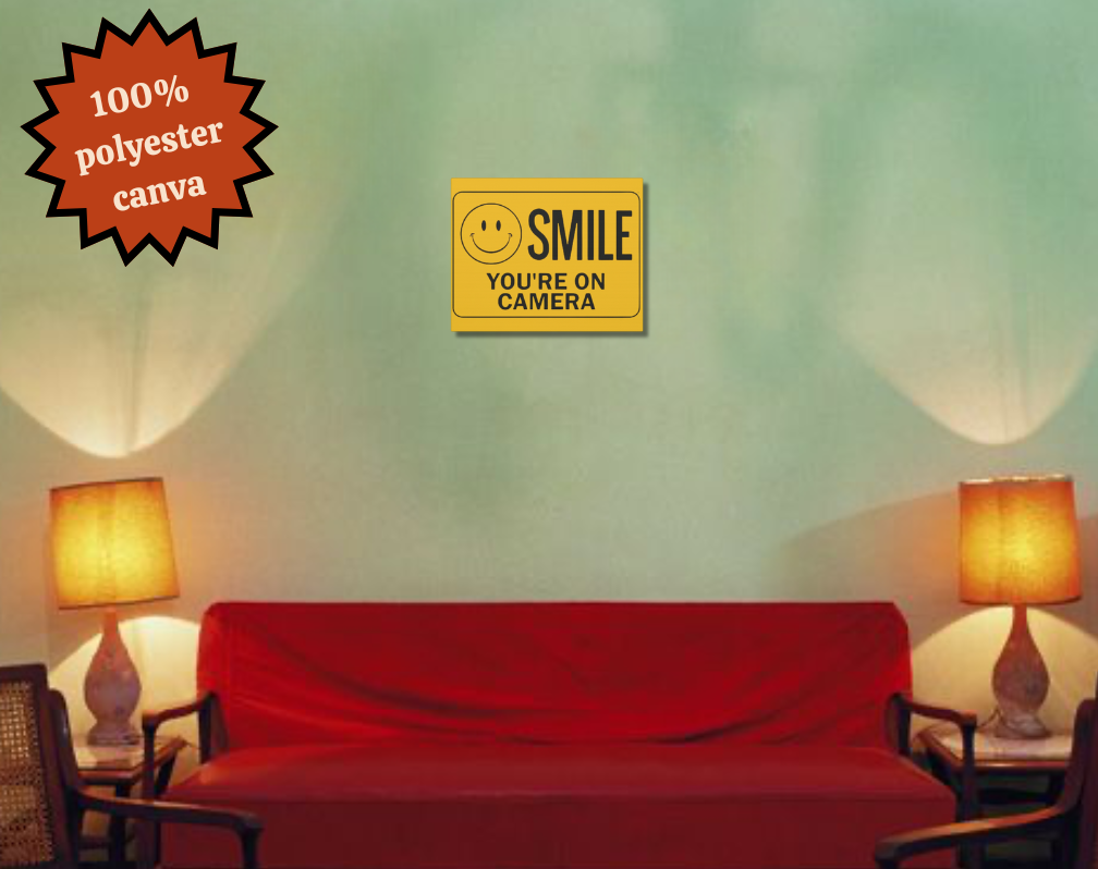 Smile You're on Camera Canvas Wall Art, Humorous Retro Decor for Home or Office
