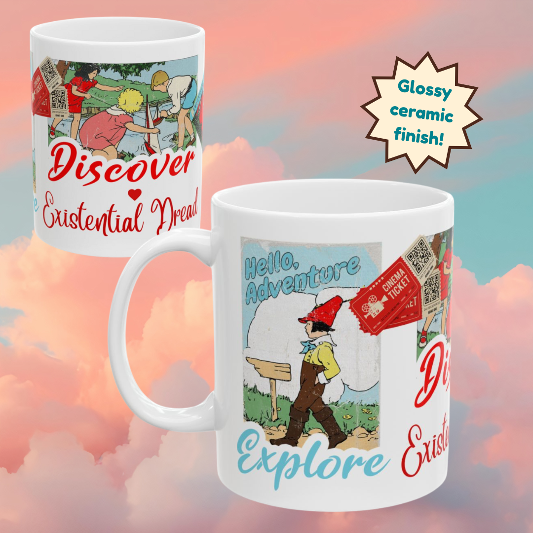 Whimsical Ceramic Mug: Discover Existential Dread, Funny Gift for Coffee Lovers