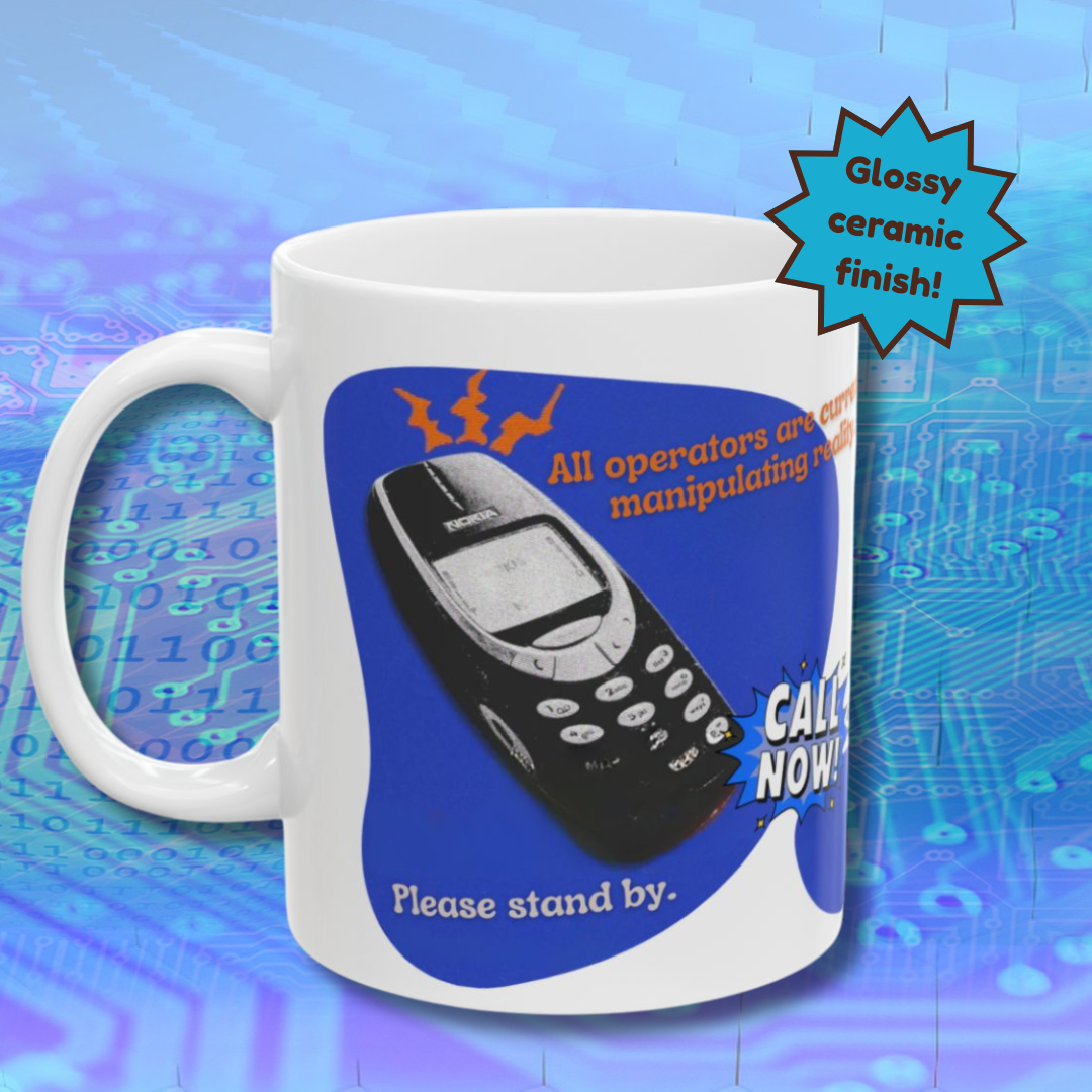 Satire Call Operator Retro Ceramic Mug, Manipulating Reality Coffee Mug