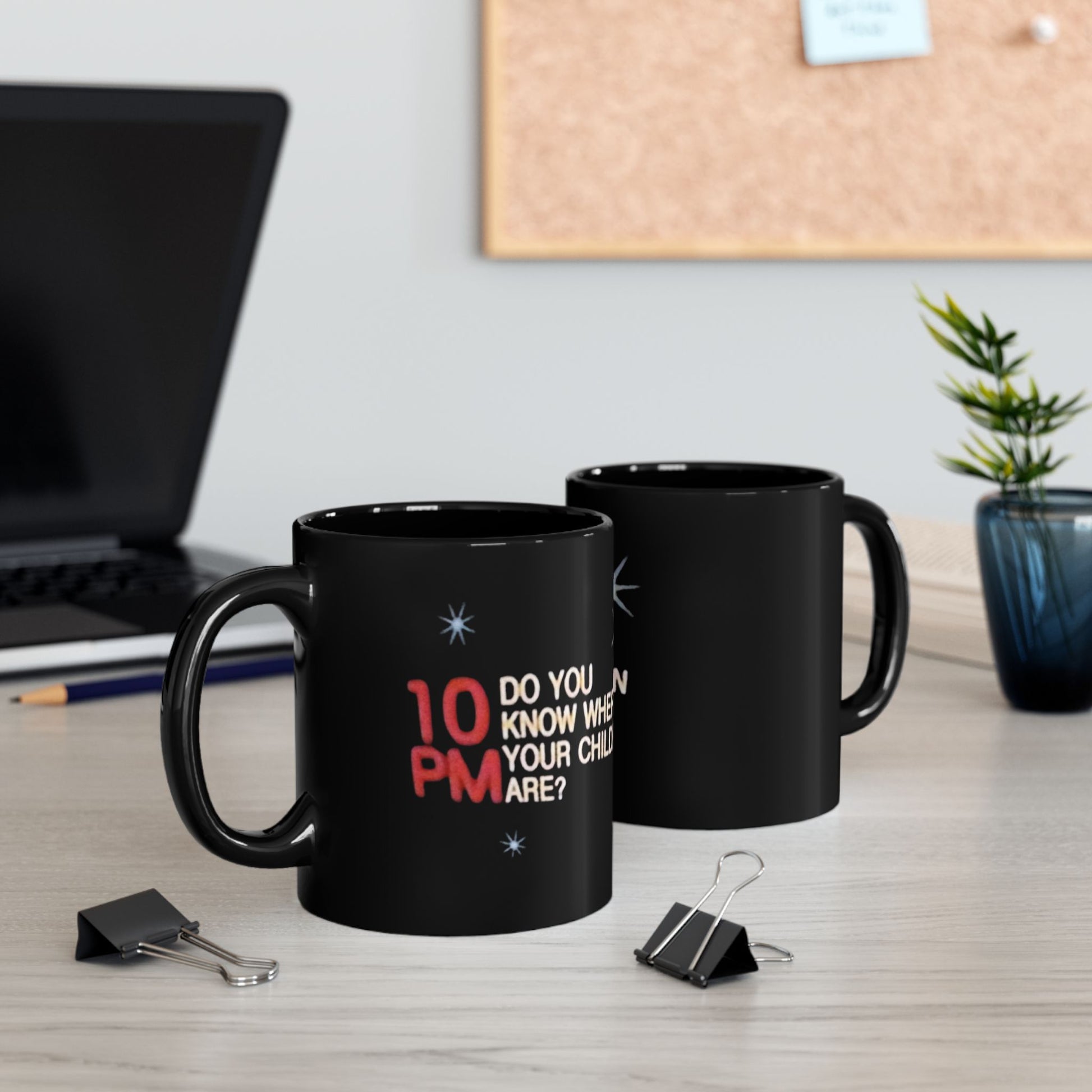 Retro 90's Satire Coffee Mug- "Do You Know Where Your Children Are?" Black Mug (11oz)