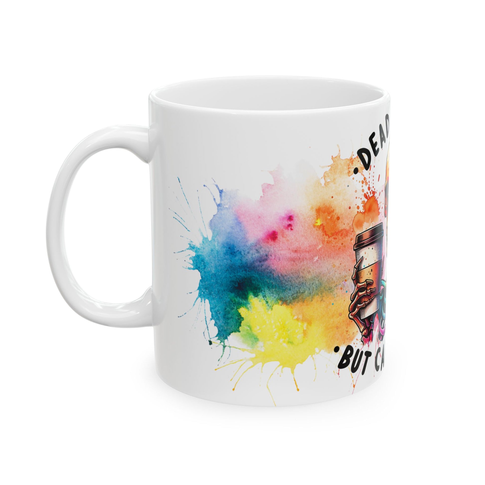 Colorful Skull Mug with Dark Quote: Dead Inside, Perfect for Coffee Lovers