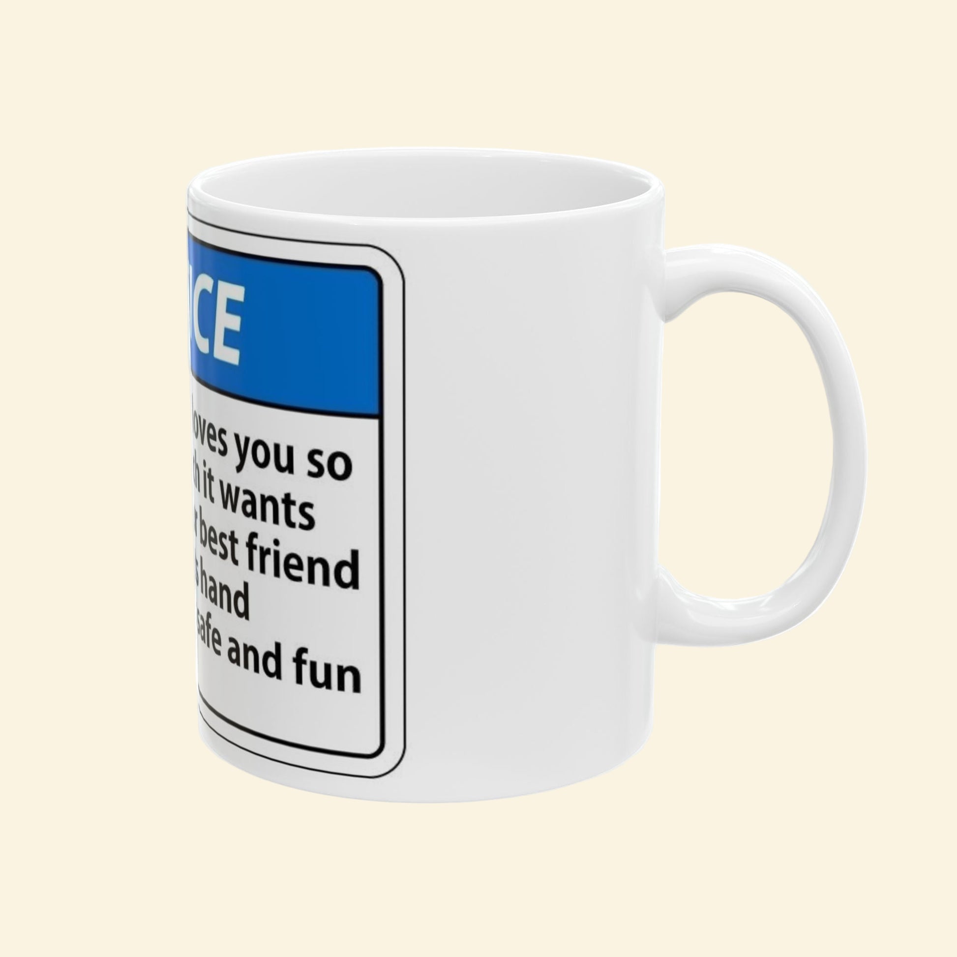 Machine Love Notice Coffee Mug, Dystopian Tech Office Desk Decor