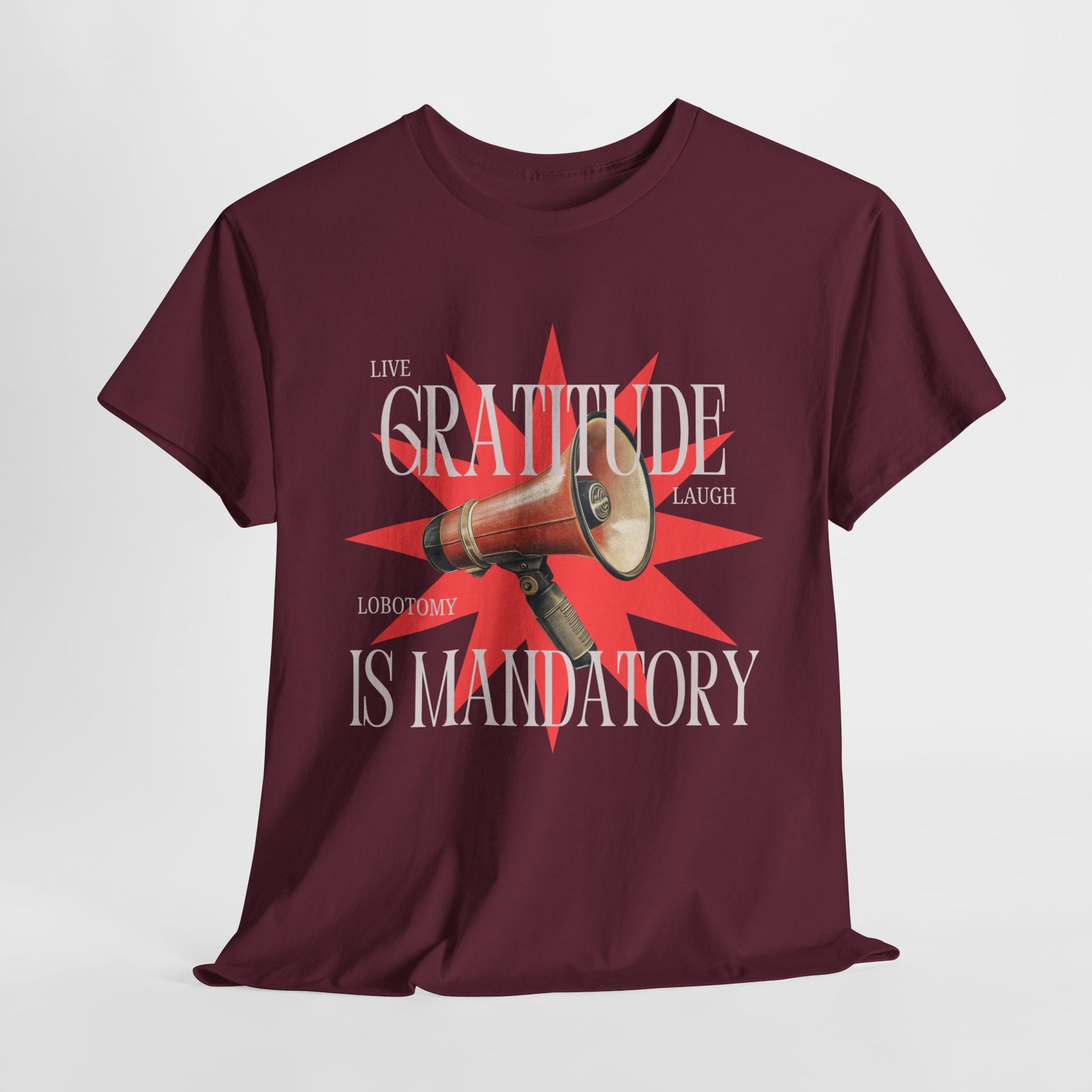 Satirical Dystopian Retro Tee Live laugh lobotomy Gratitude is Mandatory