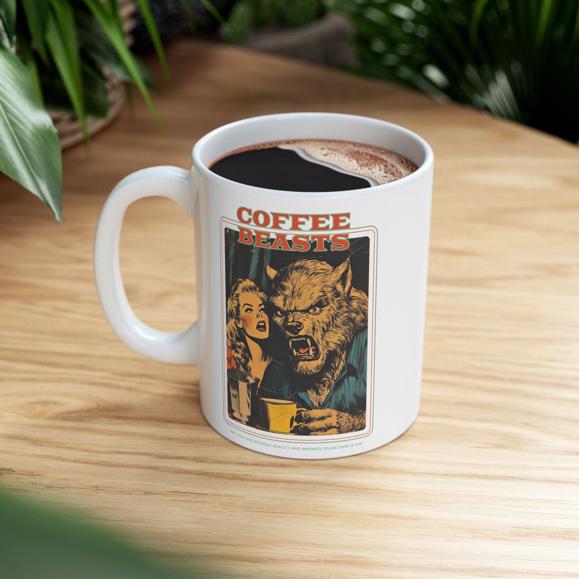Vintage Illustration Ceramic Mug | Coffee Beast Retro Coffee Cup